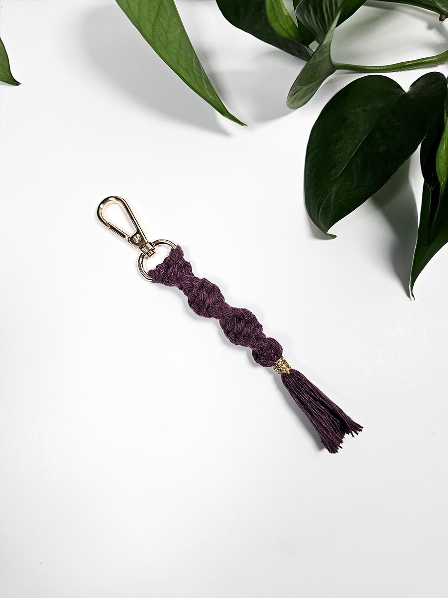 Porte-clés torsadé en macramé