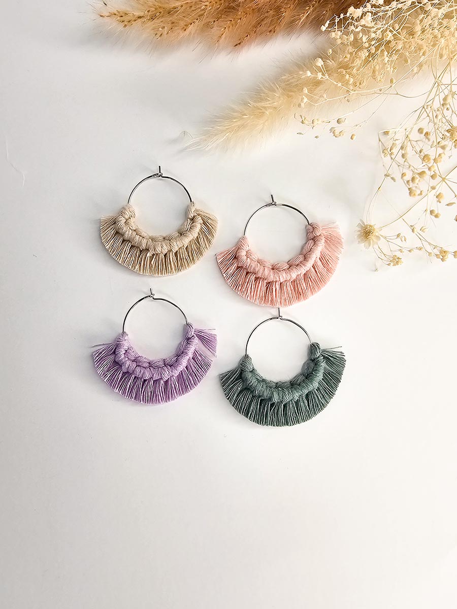 Marques verres à vin en macramé, ensemble de 4