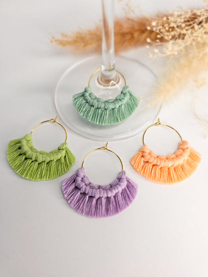 Marques verres à vin en macramé, ensemble de 4