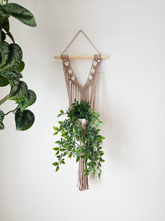 JARDINIÈRE MURALE NAHIA, couleur taupe et naturel