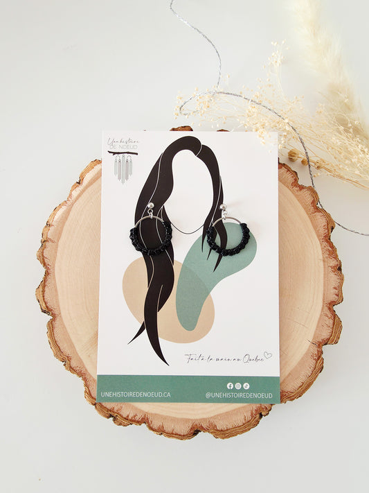 *Mini collection des fêtes* Boucles d’oreilles couleur noir, anneau 20 mm