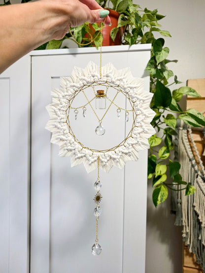Macrame suncatcher, mustard yellow