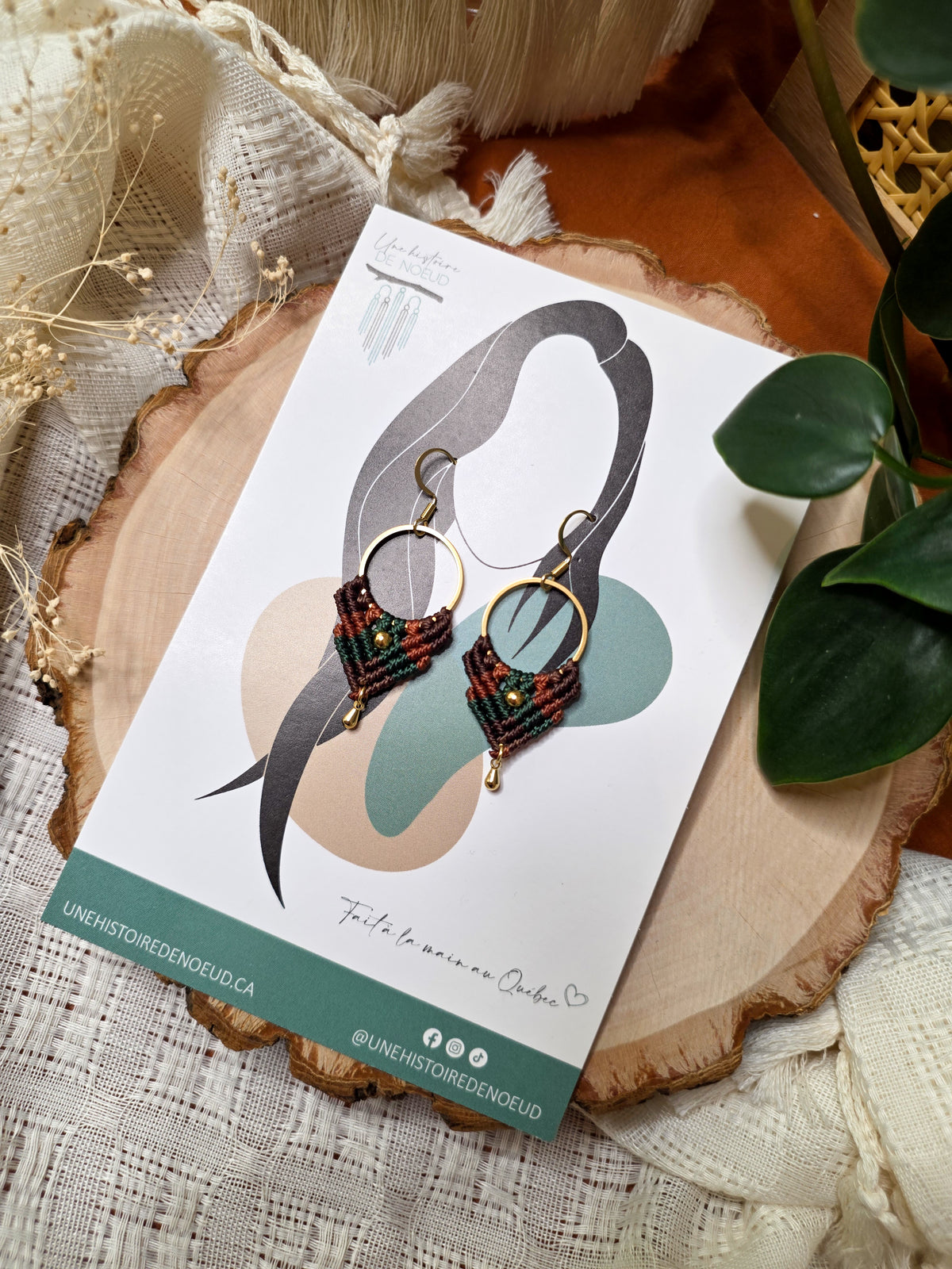 Boucles d’oreilles Ankaa – Micro-macramé bohème