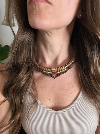 Soraya Necklace - Brass and micro-macrame, black