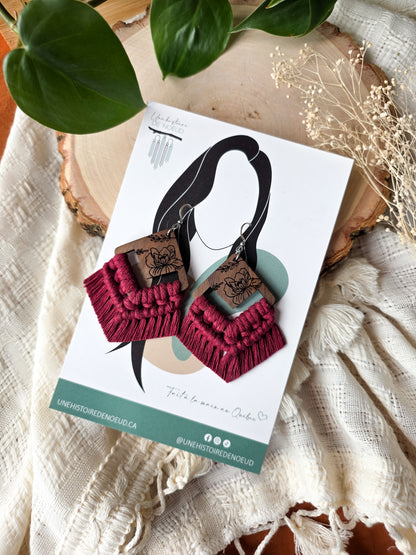 Boucles d’oreilles en macramé Flora – Format grand