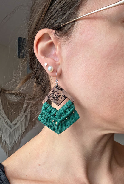 Boucles d’oreilles en macramé Flora – Format grand