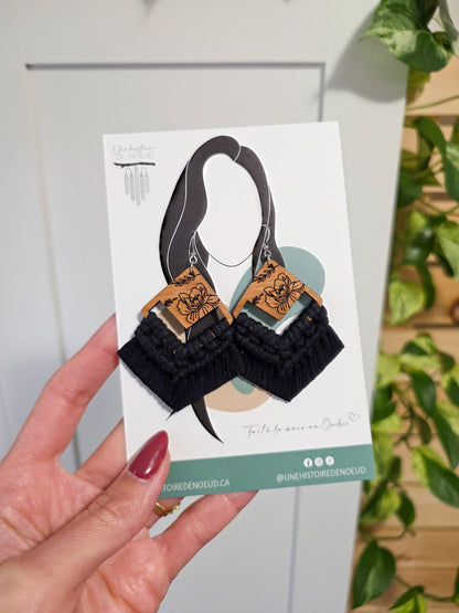 Boucles d’oreilles en macramé Flora – Format grand