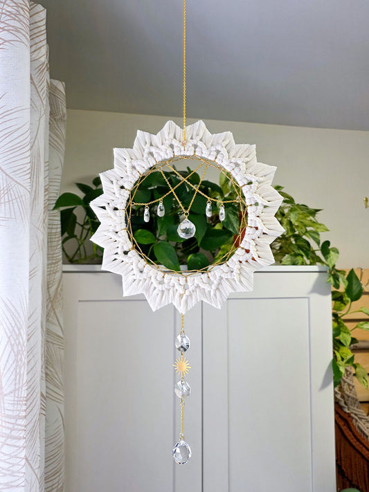 Capteur de soleil Solyana – Macramé bohème couleur naturel