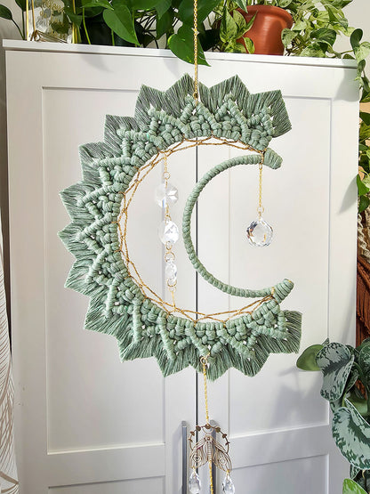 Capteur de soleil Celestia – Macramé bohème couleur eucalyptus