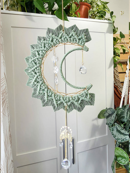 Capteur de soleil Celestia – Macramé bohème couleur eucalyptus