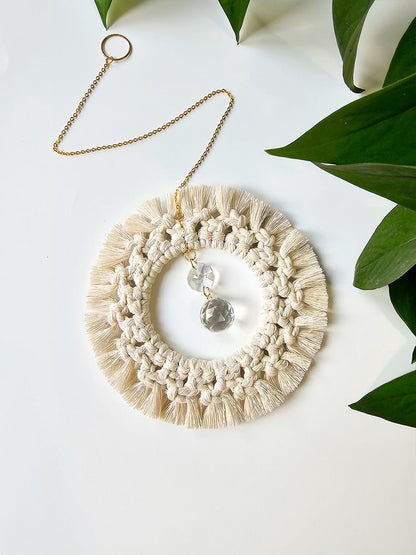 Capteur de soleil en macramé, naturel