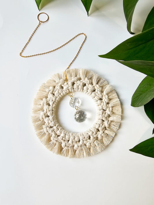 Capteur de soleil en macramé, naturel