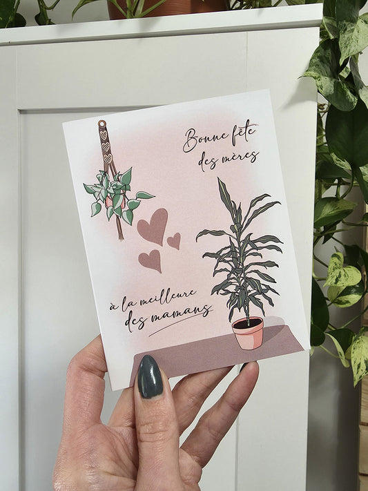 Greeting card, monstera illustration