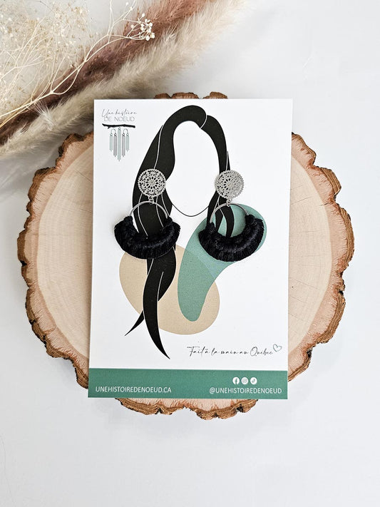 Boucles d’oreilles sur anneau 20 mm argent, couleur noir