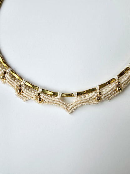 Collier Yuma - Laiton et micro-macramé, couleur naturel