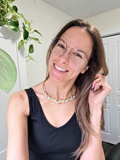 Collier Yuma - Laiton et micro-macramé, couleur naturel