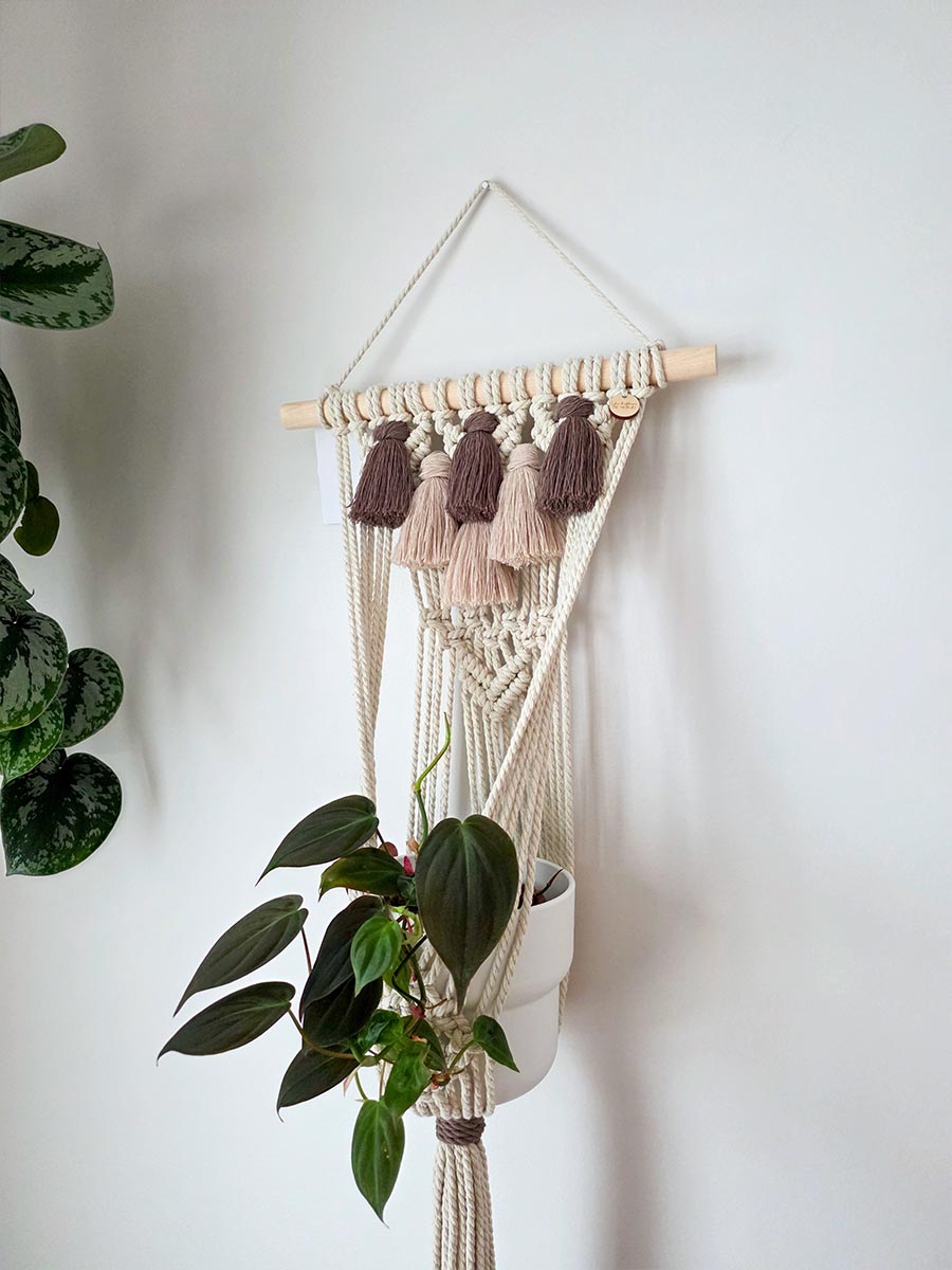 JARDINIÈRE MURALE LYA, couleur naturel, café et crème