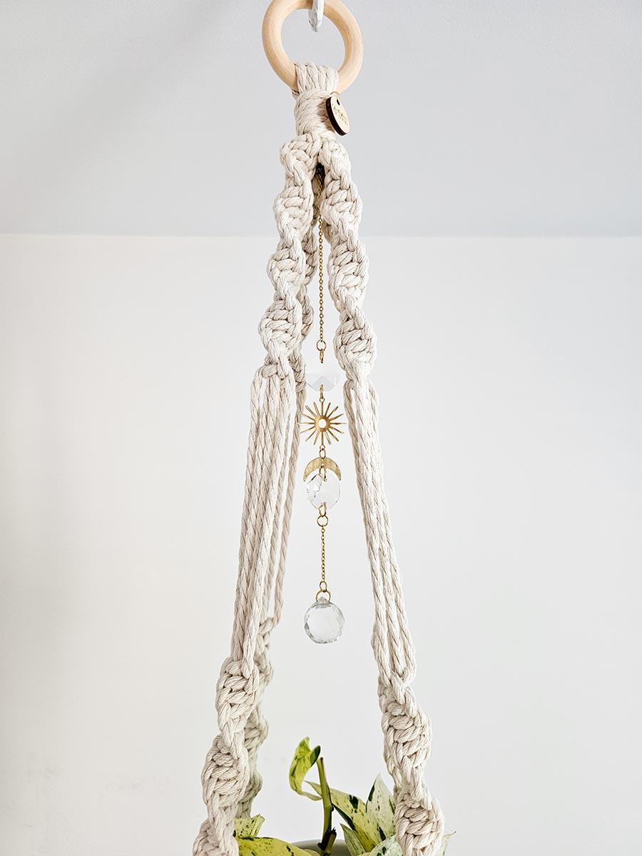 JARDINIÈRE LIORA, jardinière en macramé avec capteur de soleil