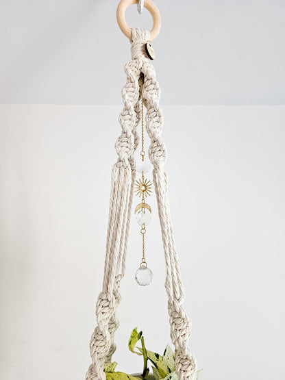 JARDINIÈRE LIORA, jardinière en macramé avec capteur de soleil