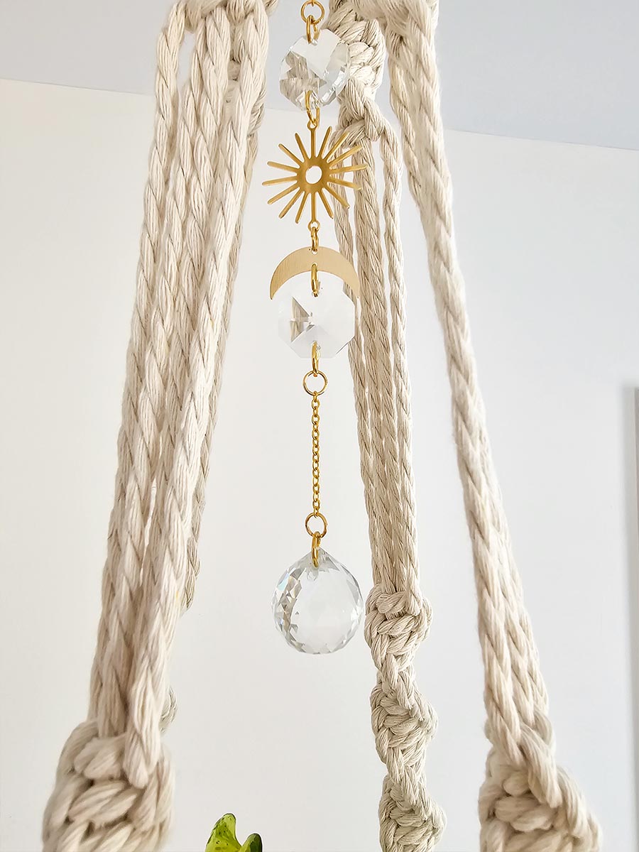 JARDINIÈRE LIORA, jardinière en macramé avec capteur de soleil