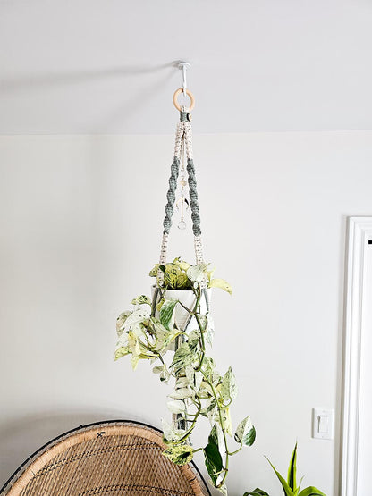 JARDINIÈRE Solana, couleur sauge et naturel avec capteur de soleil