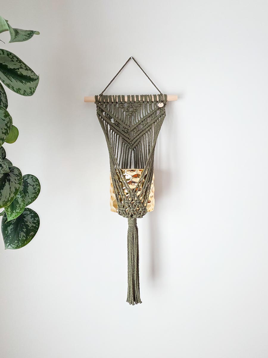 JARDINIÈRE MURALE CLARA, modèle grand, couleur olive