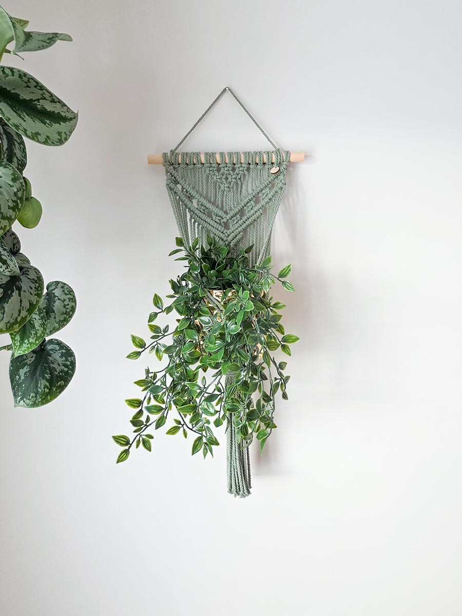 JARDINIÈRE MURALE CLARA, modèle grand, couleur sauge