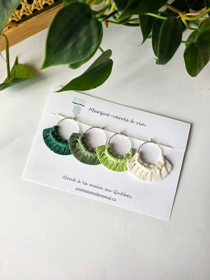 Macrame wine glass markers, set of 4