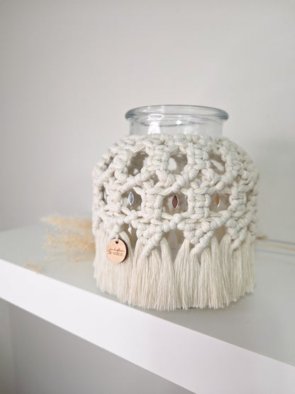 Vase Mya – Macramé bohème, couleur naturel