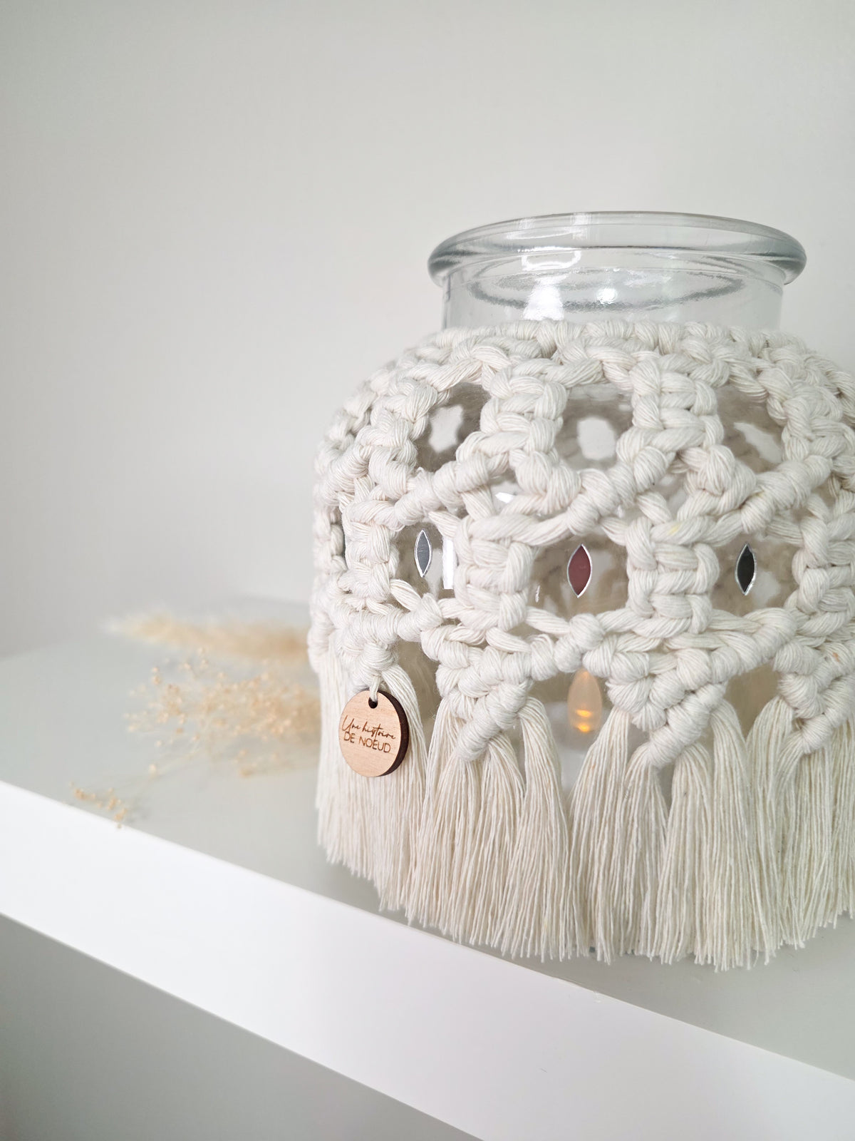 Vase Mya – Macramé bohème, couleur naturel