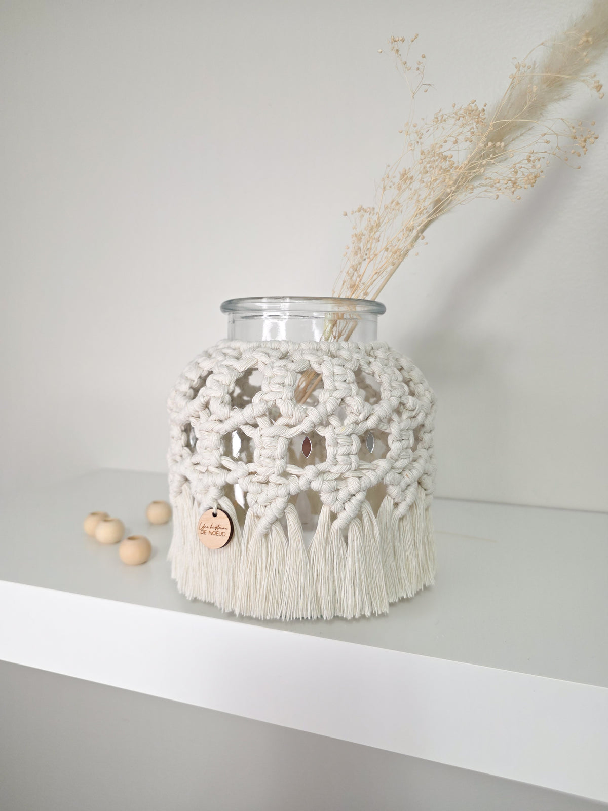 Vase Mya – Macramé bohème, couleur naturel