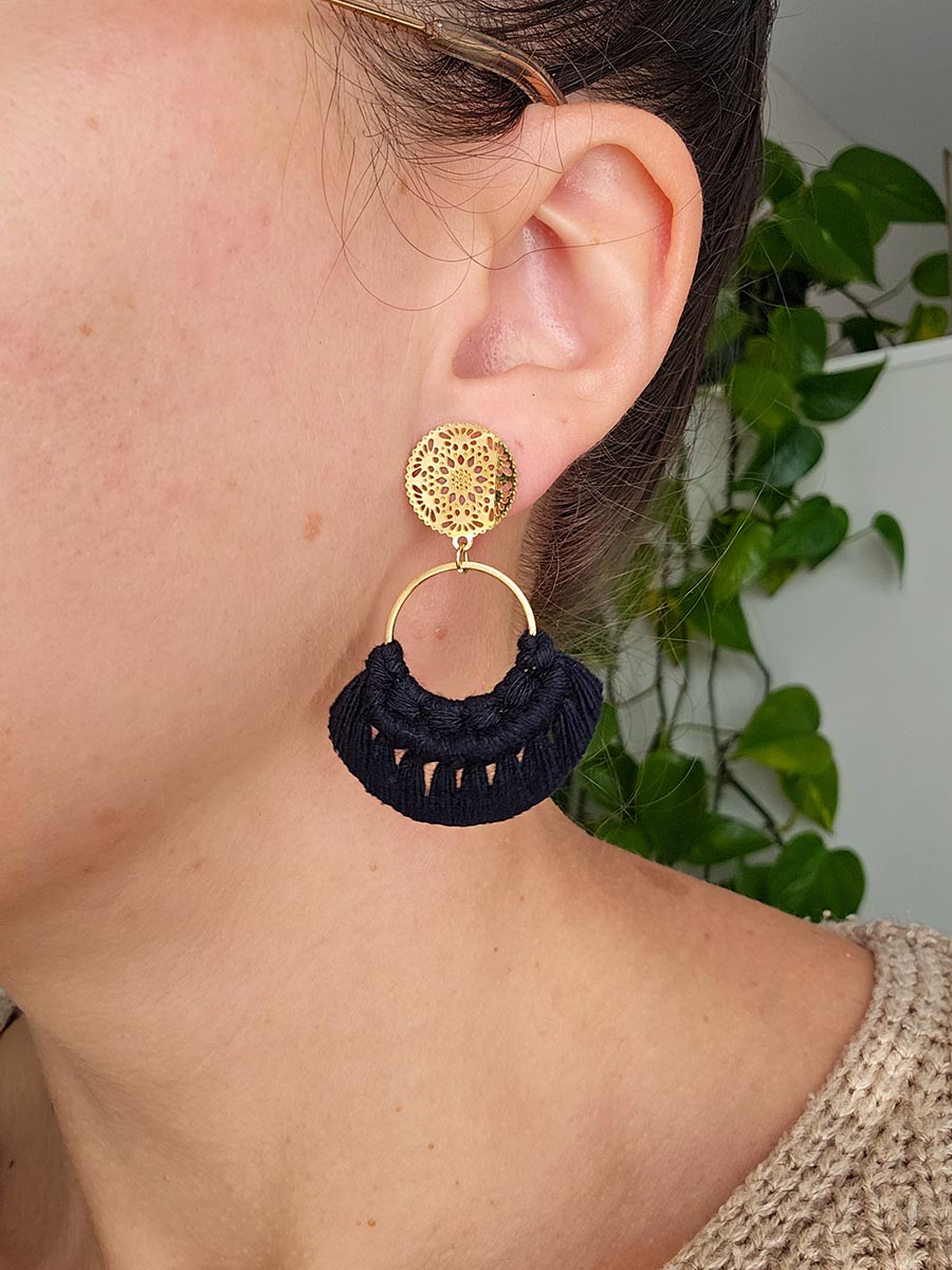 Boucles d’oreilles sur anneau or, couleur olive, anneau 20 mm