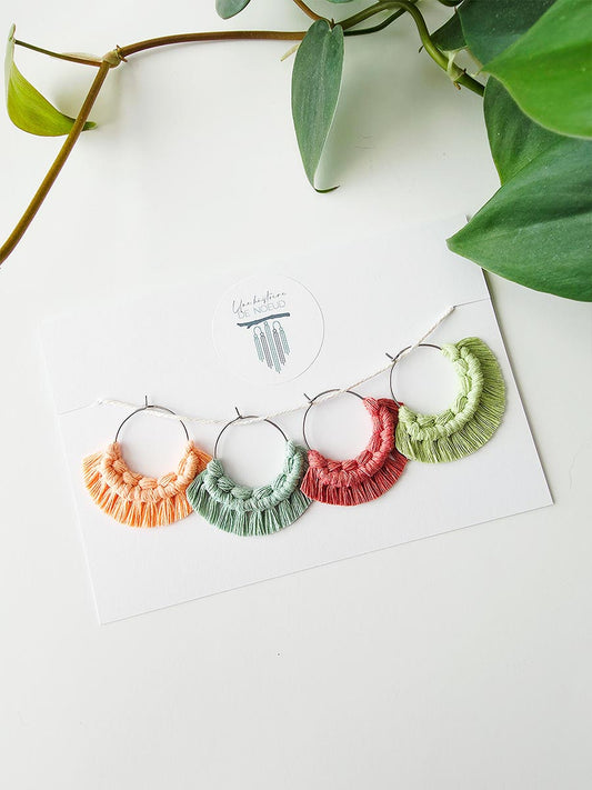 Marques verres à vin en macramé, ensemble de 4