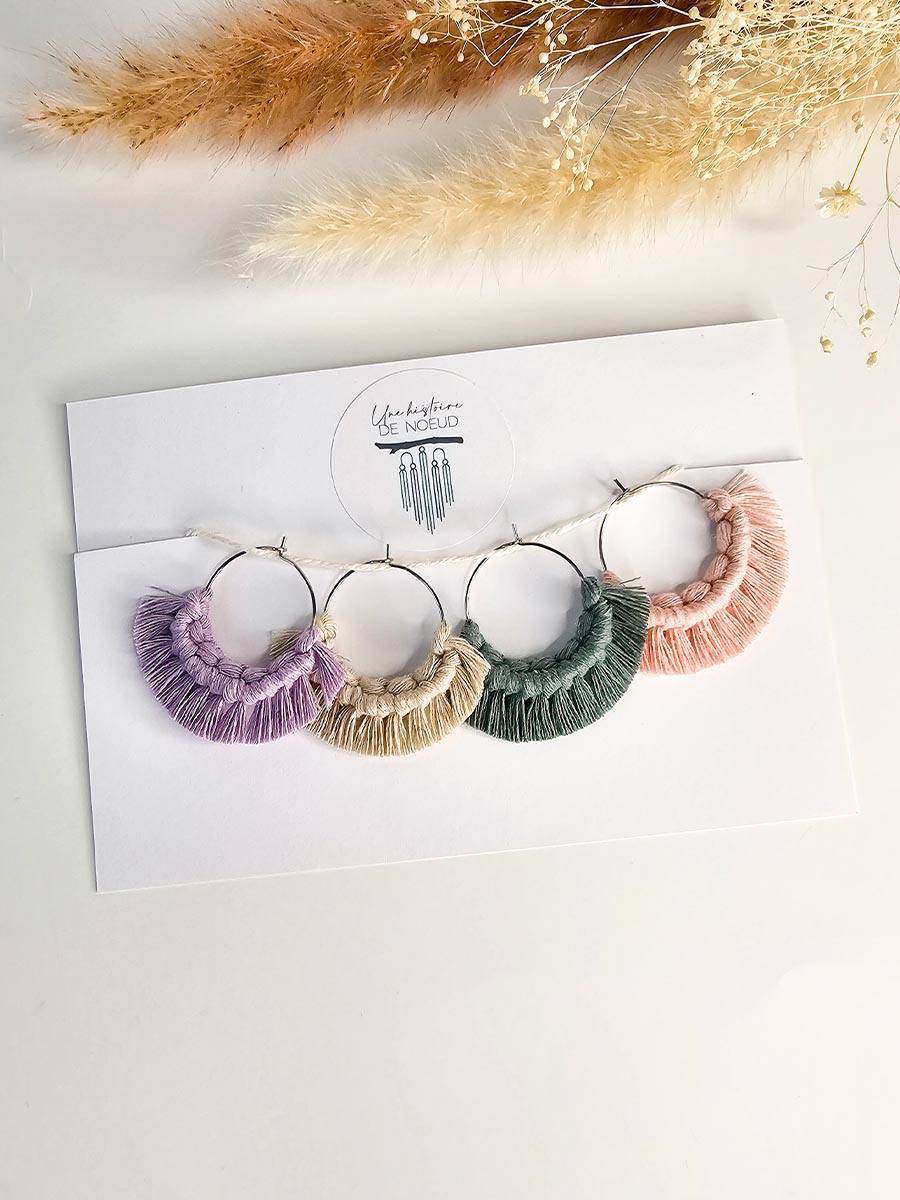 Marques verres à vin en macramé, ensemble de 4