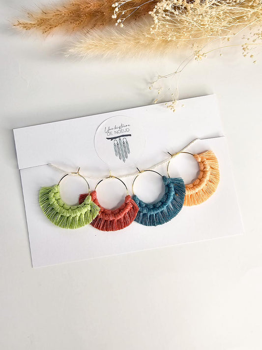 Marques verres à vin en macramé, ensemble de 4 (anneaux argent)