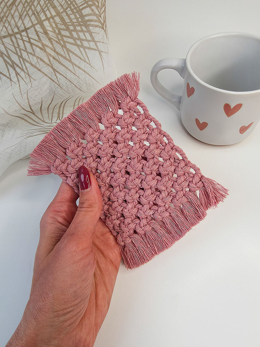 Sous-verre en macramé, sous chandelle